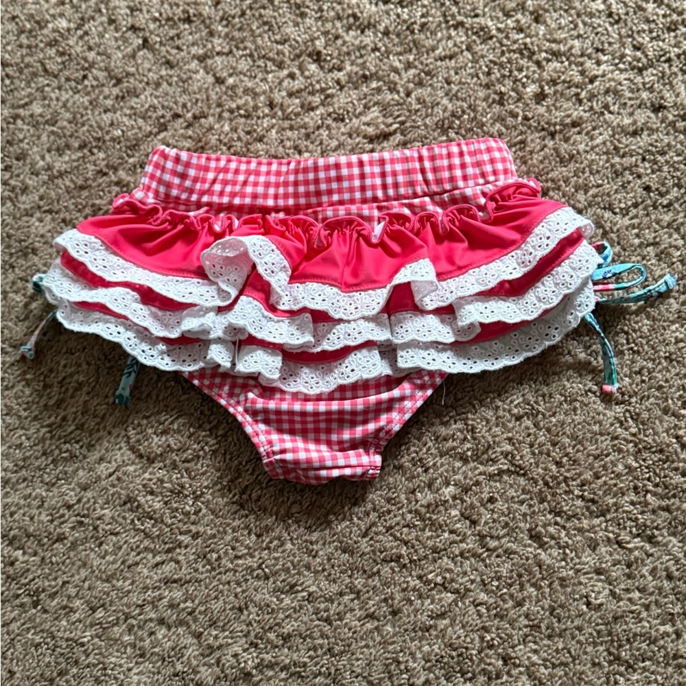 Blue and Pink Floral Gingham Bikini Set - Picture 2 of 2